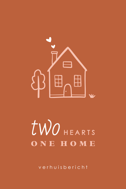 Verhuiskaart met ronde hoeken en lijntekening van huisje