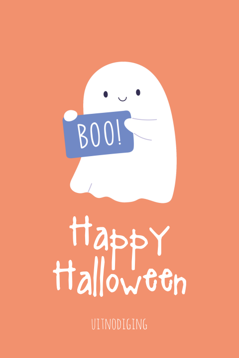 Schattig spookje uitnodiging Happy Halloween