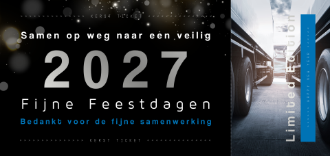 Ticket kerstkaart met zilverfolie transportbedrijf 2027
