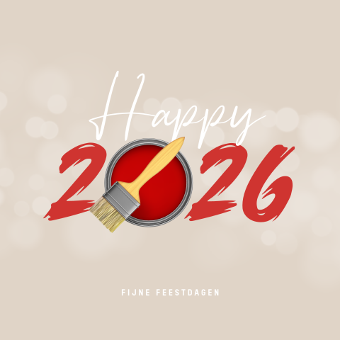 Happy 2026 kerstkaart zakelijk met verfblik en kwast