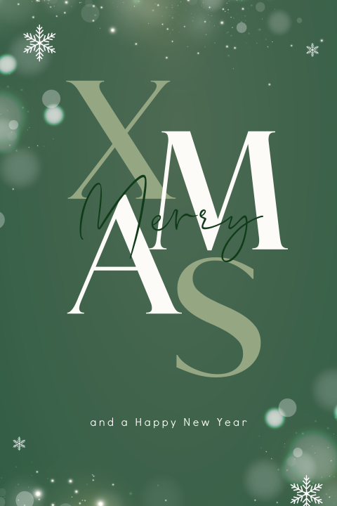 Merry Xmas kerstkaart zakelijk sprankelend met ijskristallen