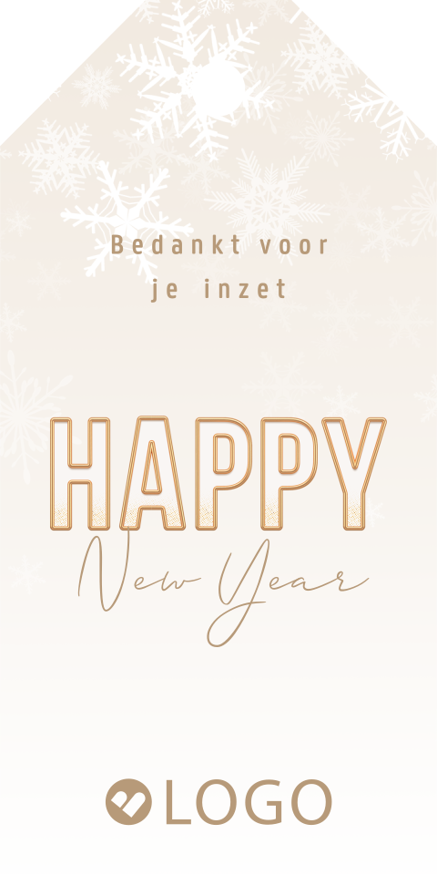 Kerst zakelijk labeltje met logo en ijskristallen (16 stuks)