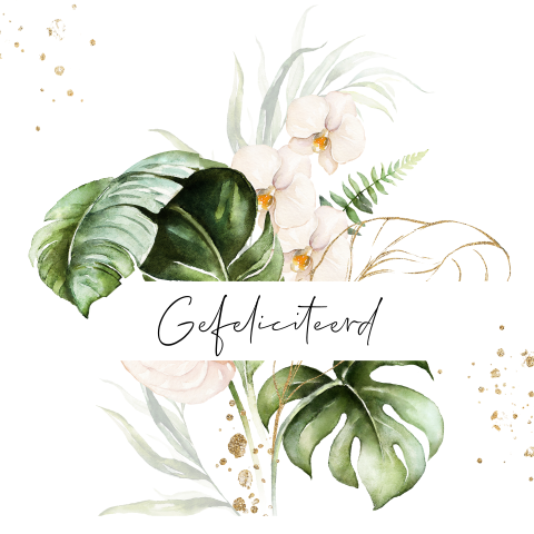 Bloemen verjaardagskaart met handgeschilderde orchidee