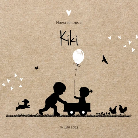 Silhouet kaartje karton look voor een zusje