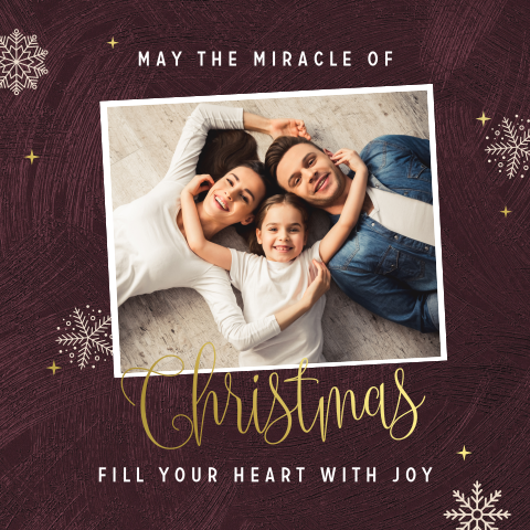 Christelijke foto kerstkaart met goudfolie