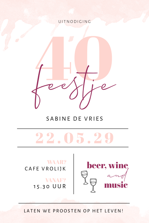 Trendy uitnodigingskaart met aquarel en handlettering