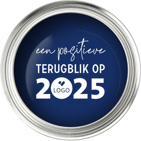Originele zakelijke kerstkaart in vorm van een verfblik met logo