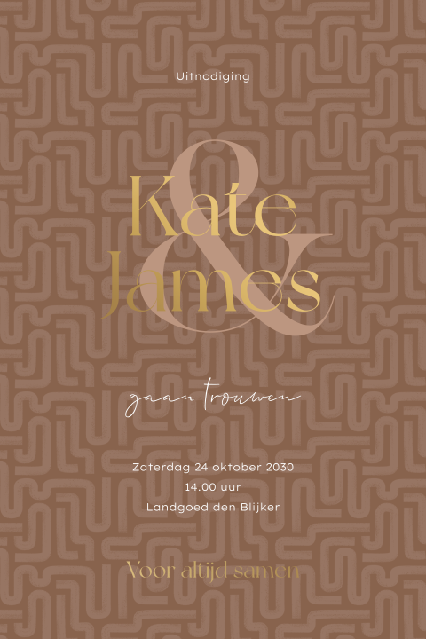 Luxe trouwkaart met abstract patroon en & teken 