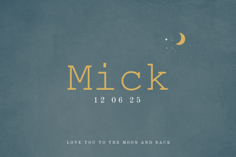 Basic jongenskaartje met naam en maan