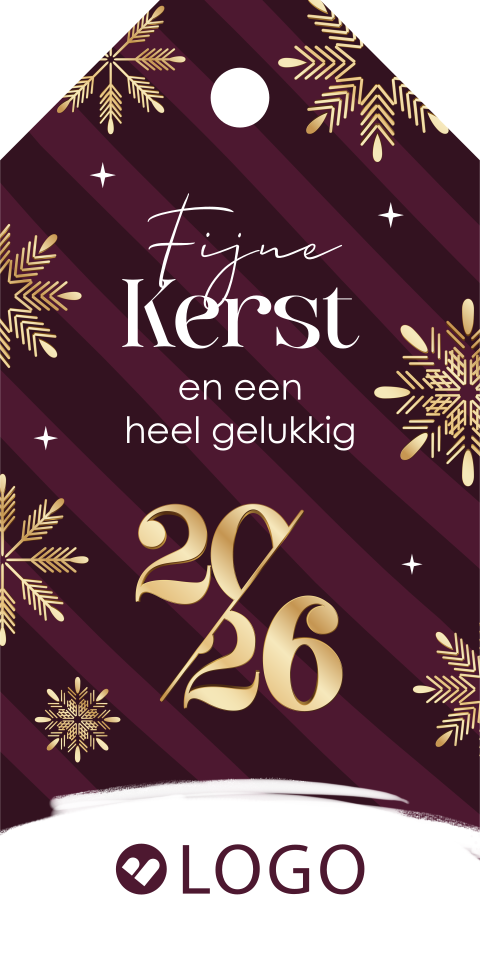 Zakelijke kerst label met logo en goudlook (18 stuks)