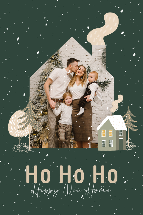Kerst verhuiskaart met huisje en foto
