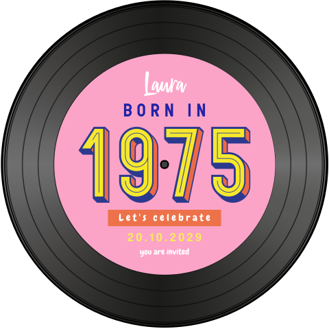 50 jaar Sarah retro uitnodiging in bijzondere vorm van een lp