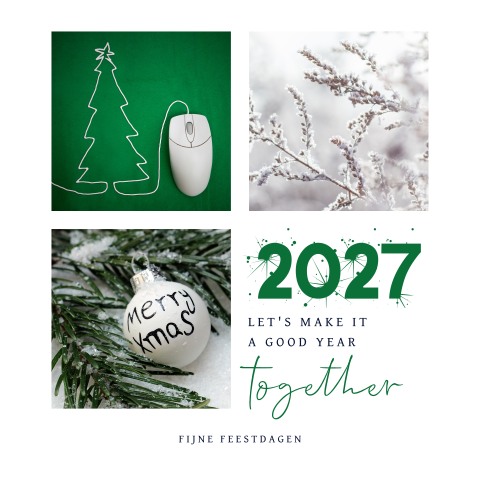 Kerstkaart met foto's en jaartal 2027