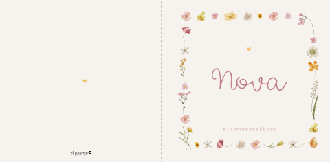 Kleurrijk bloemen kraambezoekboek voor een meisje