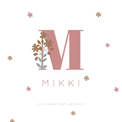 Meisjeskaartje Jollein collectie Bloom met initiaal en bloemetjes