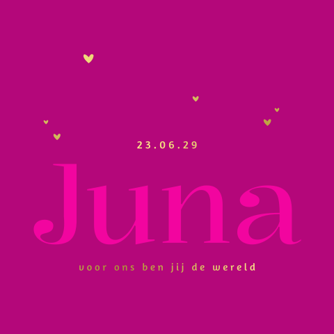 Basic meisjeskaartje met kleine hartjes in goudfolie