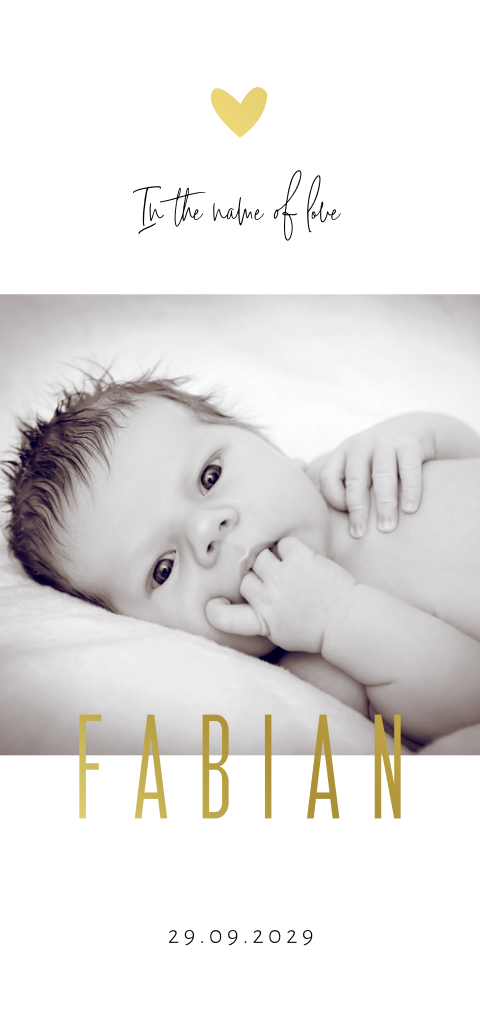 Hip foto geboortekaartje met goudfolie