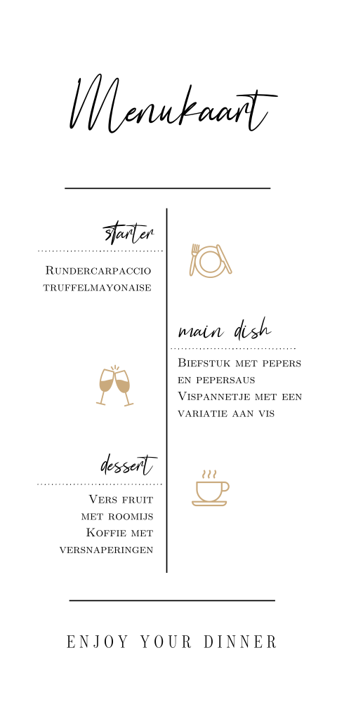 Menukaart Celebration Symbols met lijnen en symbolen