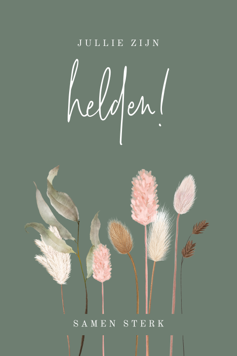 Zakelijke samen sterk kaart met droogbloemen