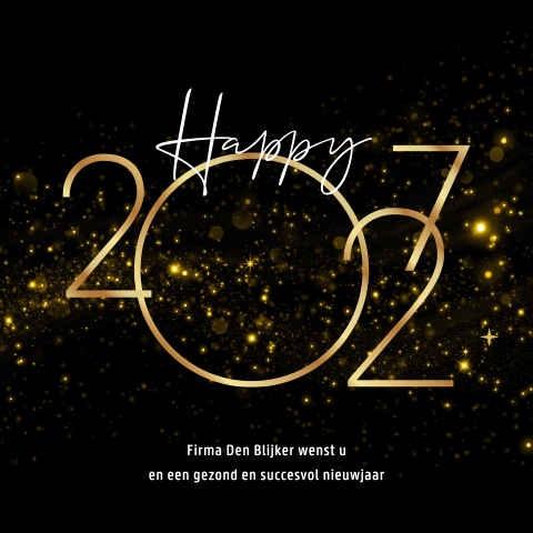 Zakelijke nieuwjaarskaart happy 2027 met goudlook en glitters