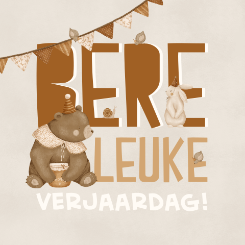 Bereleuke verjaardagskaart met bosdieren