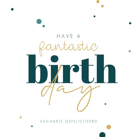 Felicitatiekaart voor een "fantastic birthday" met confetti