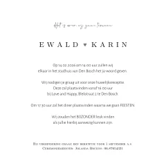 Trouwkaart strak met jullie initialen