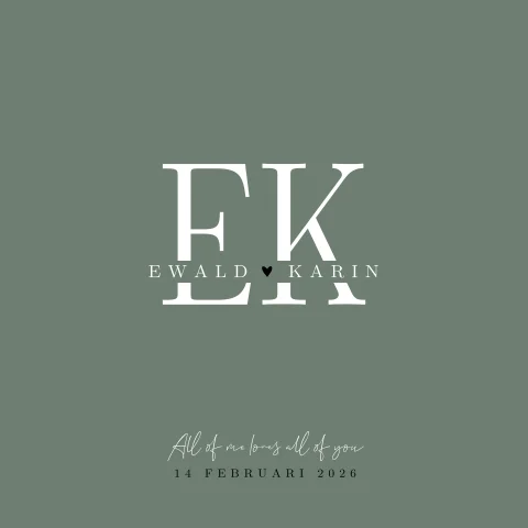 Trouwkaart strak met jullie initialen