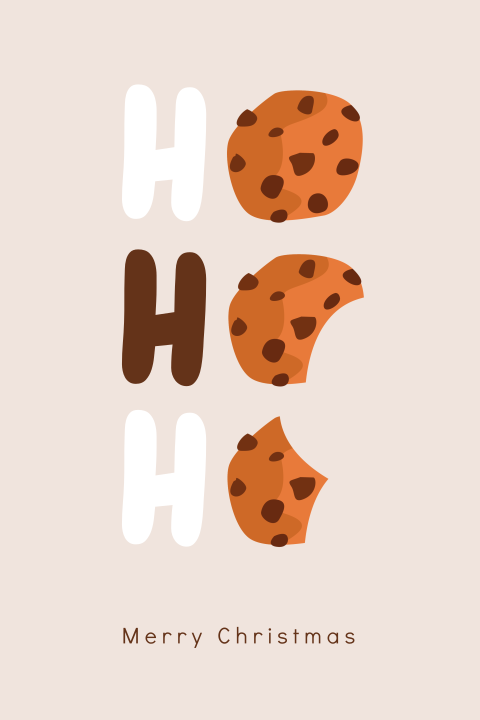 Chocolate chip cookie kerstkaart ho ho ho
