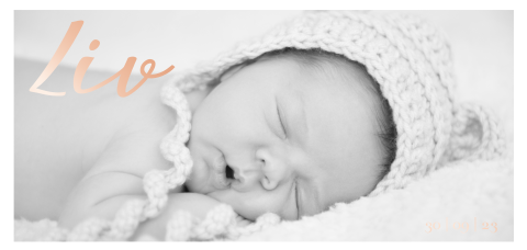 Roséfolie geboortekaartje voor een meisje met foto