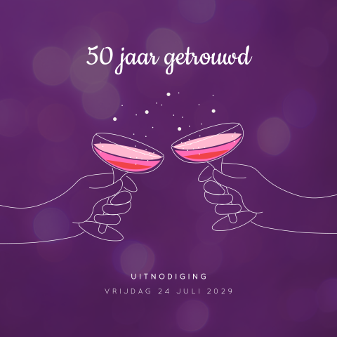 Uitnodiging 50-jarig huwelijksjubileum met cocktailglazen