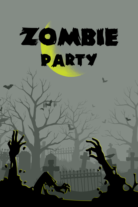 Zombie party uitnodiging Halloween met kerkhof in de nacht