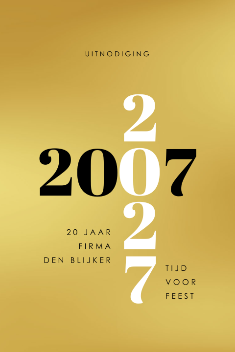 Zakelijke uitnodiging jubileum goud met jaartallen