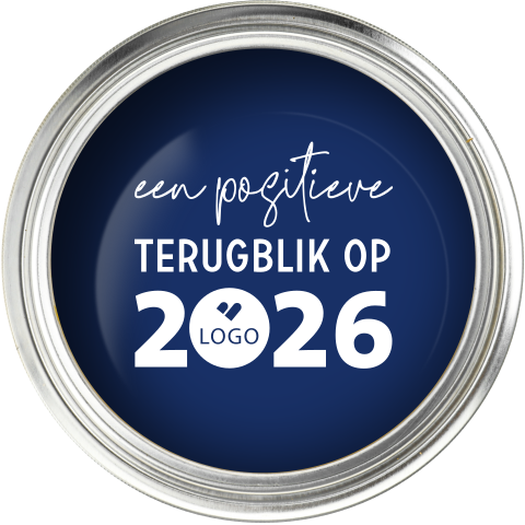 Originele zakelijke kerstkaart in vorm van een verfblik met logo