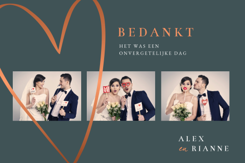 Bedankkaart One Love One Heart met foto's