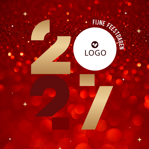 Zakelijke kerstkaart met jaartal, logo en sparkles