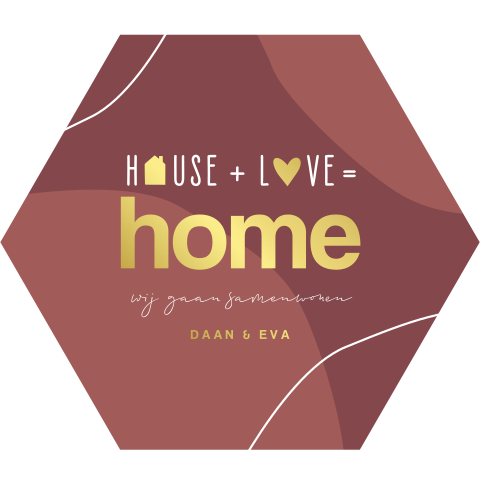 Luxe verhuiskaart in hexagon vorm met goudfolie