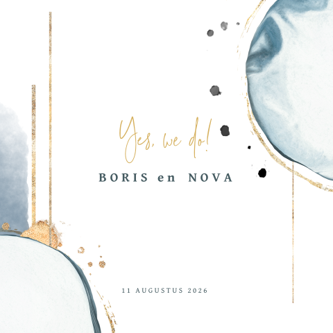 Trendy trouwkaart met watercolor art