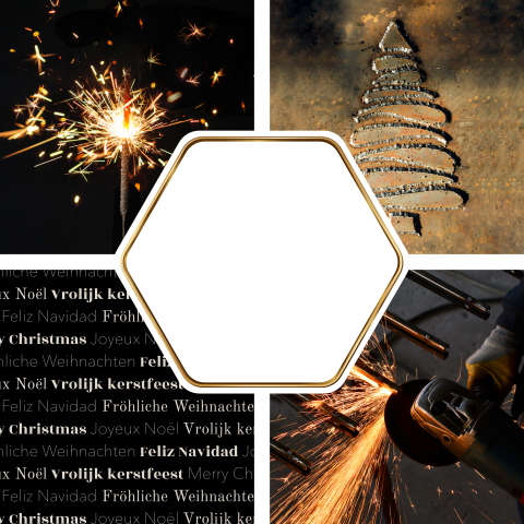 Zakelijke kerstkaart met uitsnede voor de metaal branche