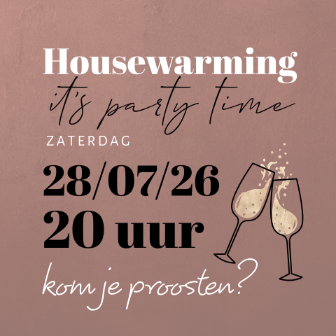 Typografische uitnodiging voor een housewarming met champagneglazen