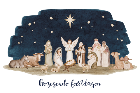 Christelijke kerstkaart met kerststal