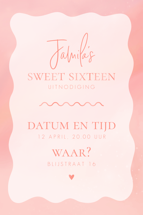 Sweet 16 hoogglans verjaardag uitnodiging