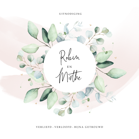 Botanische trouwkaart met eucalyptus