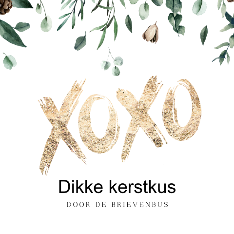 Xoxo kus door de brievenbus kerstkaart