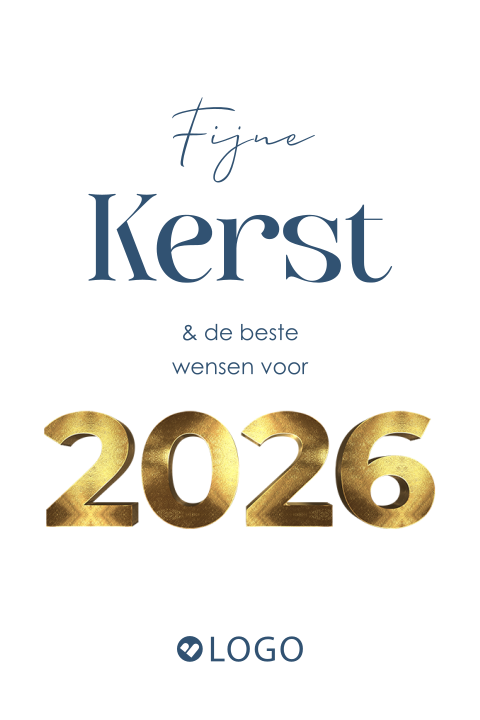 Klein kerstkaartje zakelijk met jaartal en logo