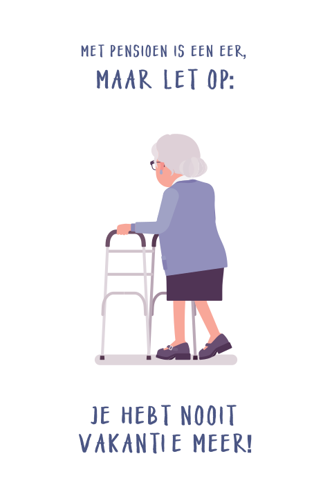 Vrouw met pensioen wenskaart