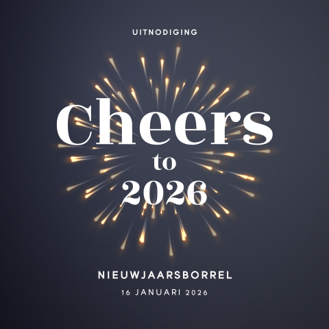 Uitnodiging nieuwjaarsborrel met vuurwerk en jaartal