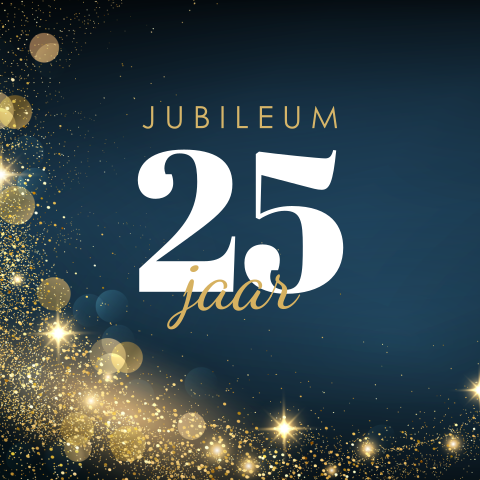 Feestelijke zakelijke uitnodiging 25-jarig jubileum met goud sparkles