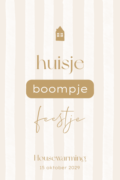 Huisje, boompje, feestje verhuiskaart voor een housewarming