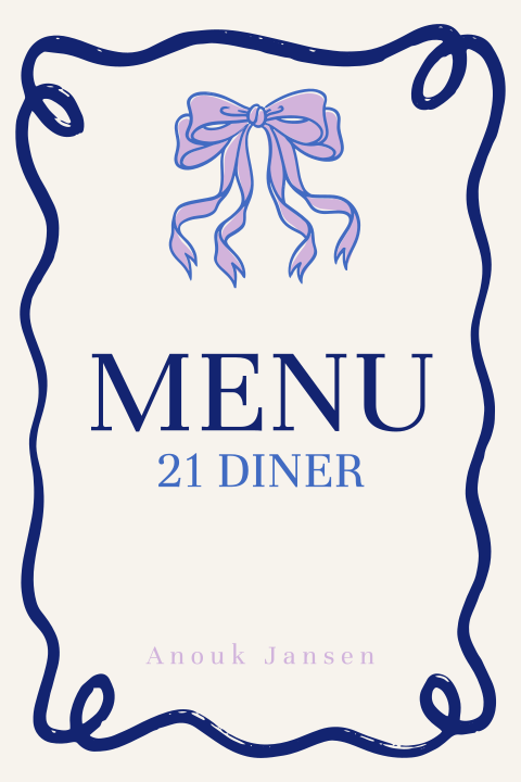 Menukaart 21 diner met strik en kader